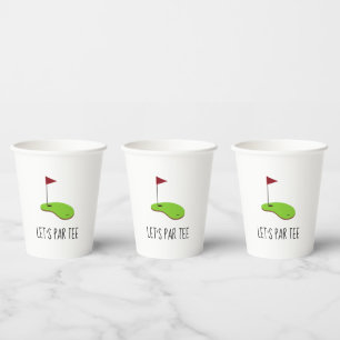 Golf Let’s Par tee with golf flag on green white  Paper Cups