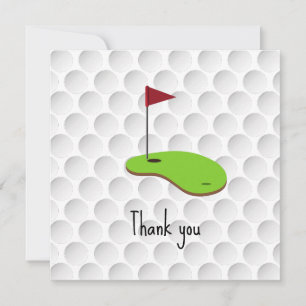 Golf Let’s Par tee with golf flag on green white  Thank You Card