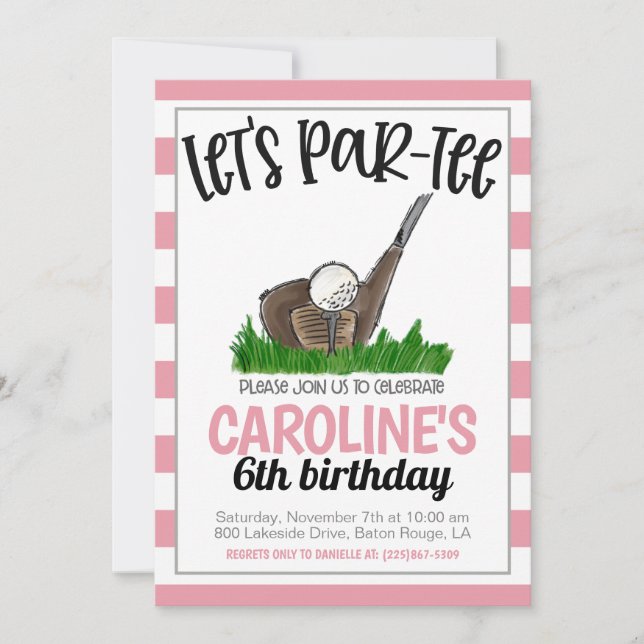 Golf Let's Par-tee Anniversaire Invitation (Devant)