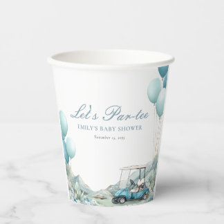 Golf Let's Par-tee Blue Baby Shower Paper Cups