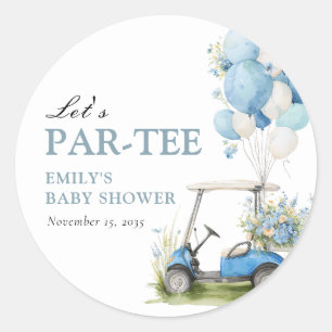 Golf Let's Par-tee Boy Baby Shower Classic Round Sticker