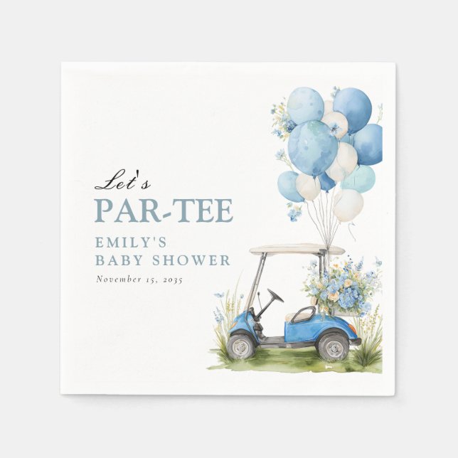 Golf Let's Par-tee Boy Baby Shower Napkin (Front)