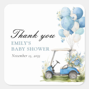 Golf Let's Par-tee Boy Baby Shower Square Sticker