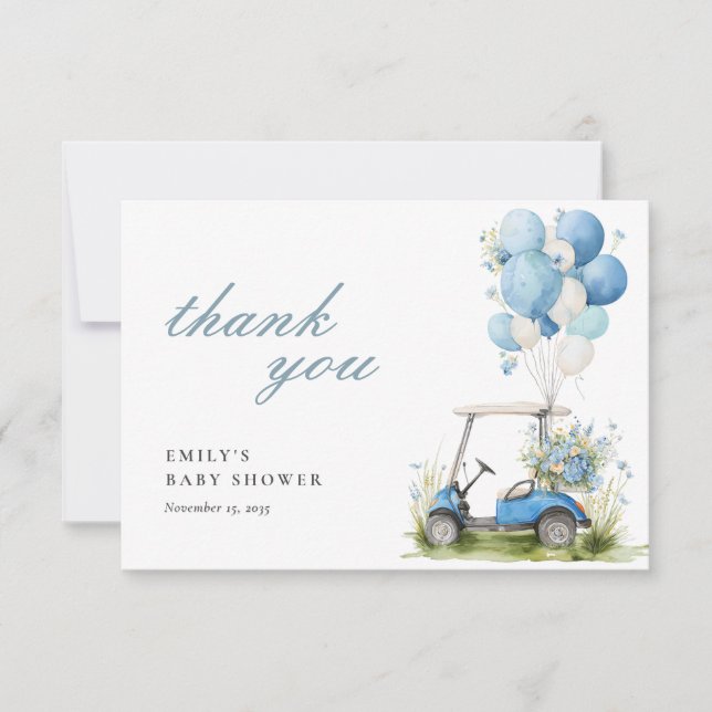 Golf Let's Par-tee Boy Baby Shower Thank You Card (Front)