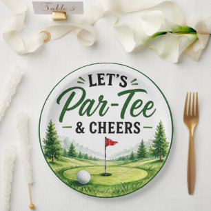 Golf Let's Par Tee & Cheers for golfer Party  Paper Plate