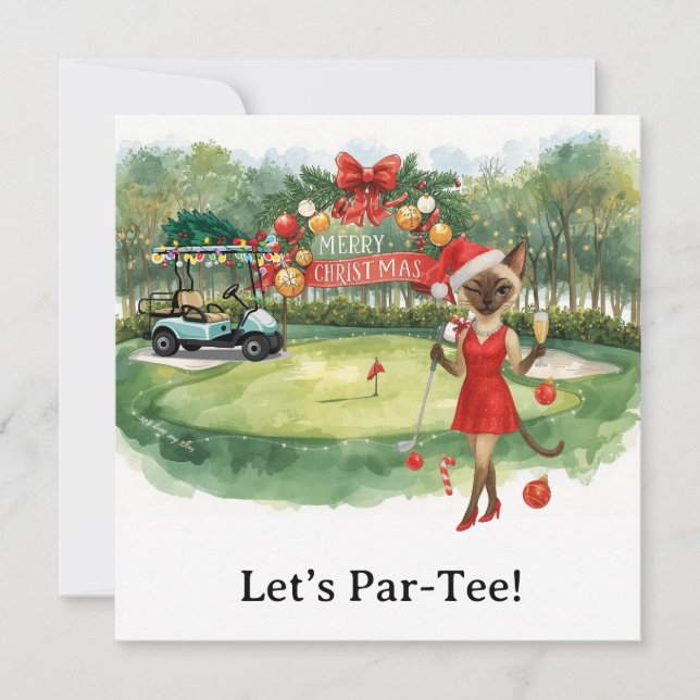 Golf Let's Par Tee Christmas Party for Golfer  Holiday Card (Front)