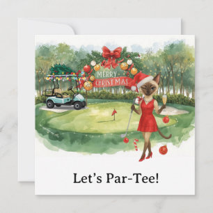 Golf Let's Par Tee Christmas Party for Golfer Holiday Card