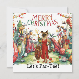 Golf Let's Par Tee Christmas Party for Golfer Holiday Card