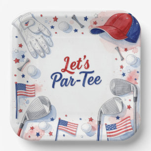 Golf Let's Par Tee with American themed Paper Plate