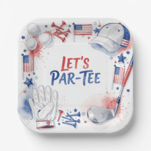 Golf Let's Par Tee with American themed Paper Plate