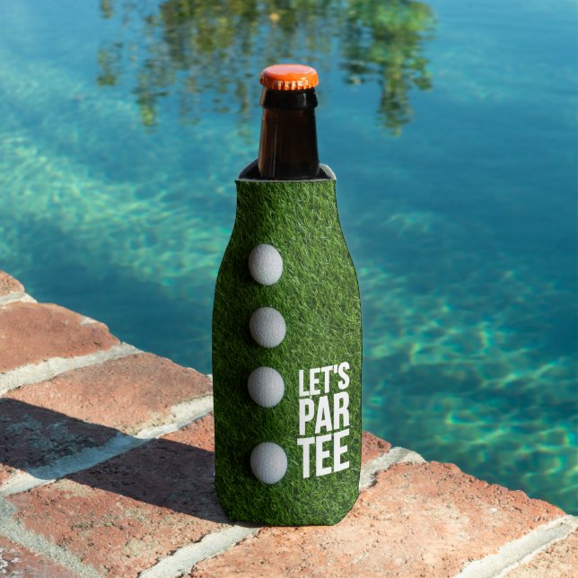 Golf Let's Par Tee with ball on green grass Bottle Cooler (In Situ Pool)