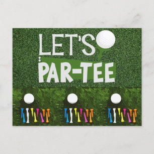 Golf Let's Par tee with golf ball and colourful te Postcard