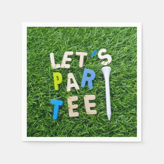 Golf Let's Par tee with white tee is on green Napkin (Front)