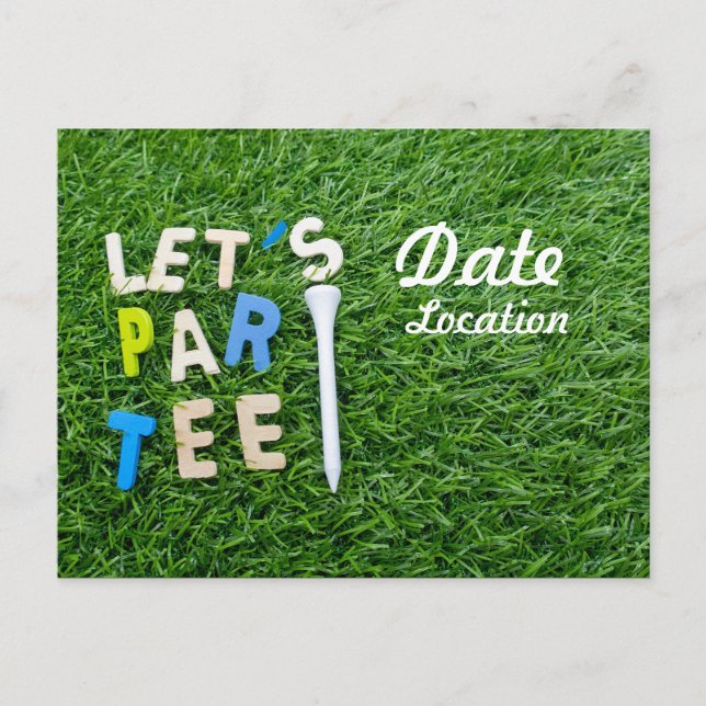 Golf Let's Par tee with white tee is on green Postcard (Front)