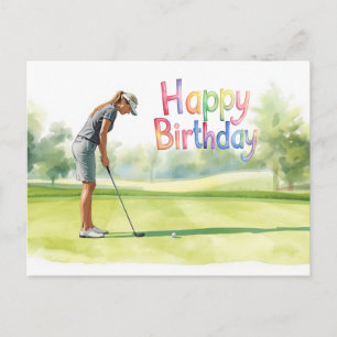 Golf life for woman golfer Happy birthday Postcard