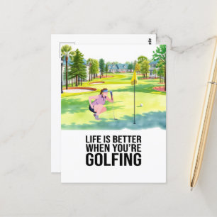 Golf Life is Better when you're Golfing Postcard