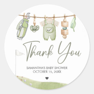 Golf Little Putter Baby Shower Classic Round Sticker