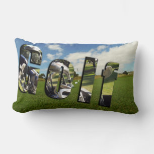 Golf Logo And Balls On Green Lumbar Cushion. Pillow