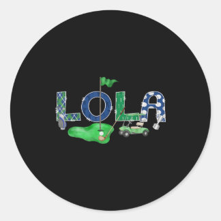Golf Lola Hole In One Golf 1st Birthday Boy Party  Classic Round Sticker