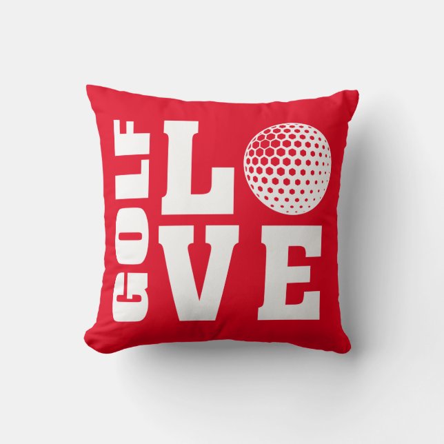 Golf Love Red Throw Pillow (Front)