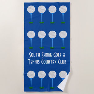 Golf Lover Balls & Tees Blue Beach Towel