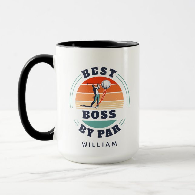 Golf Lover Boss By Par Custom Retro Custom Mug (Left)
