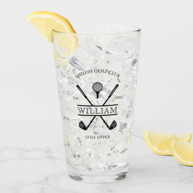 Golf Lover Cross Club Name Drinking Glass (Front Ice)