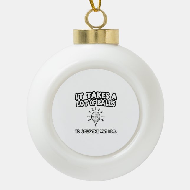 Golf Lover T-Shirt Design Ceramic Ball Christmas Ornament (Front)