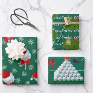 Golf Lover's Cheerful Holiday Wrapping Paper Sheet