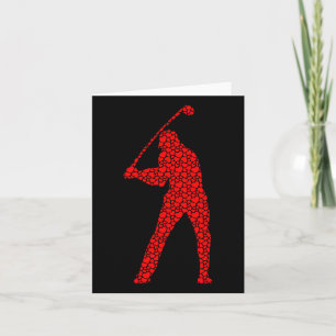 Golf Lovers Valentine Hearts Love Golfer Silhouett Card