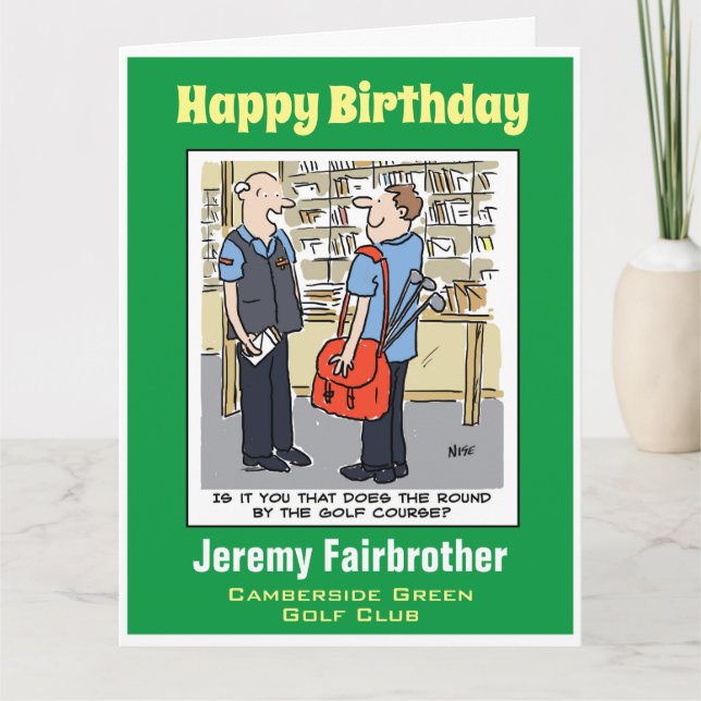 Golf Loving Postman Cartoon for Golfer Card (Front)