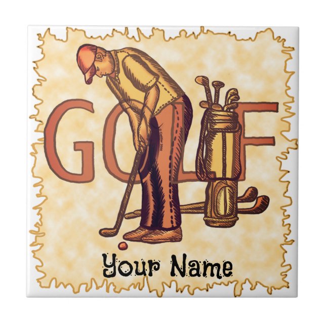 Golf Man Letters Tile (Front)