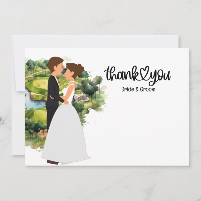 Golf Mariage Carte de remerciements pour Golfer aq (Devant)