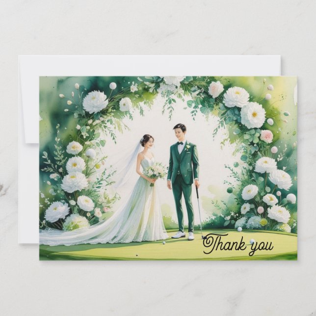 Golf Mariage Carte de remerciements pour Golfer aq (Devant)