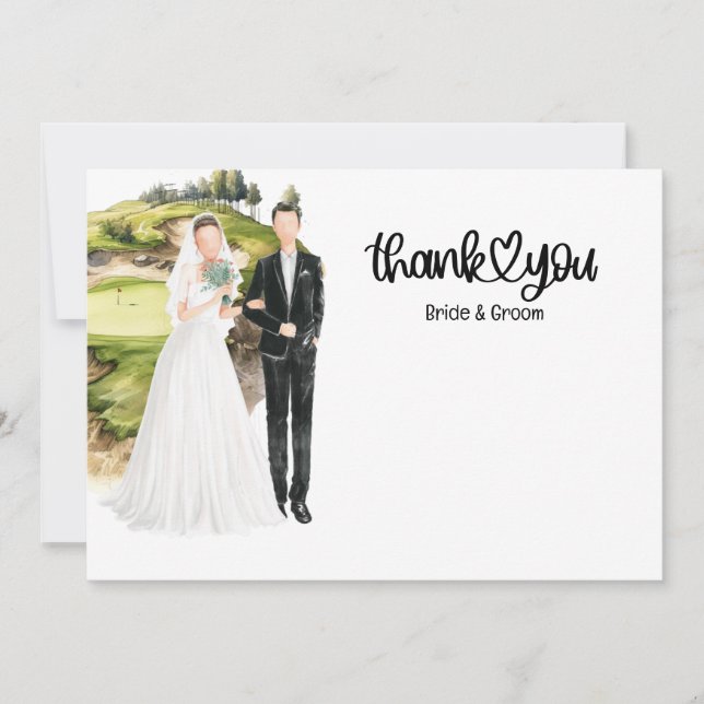 Golf Mariage Carte de remerciements pour Golfer aq (Devant)