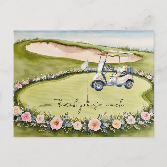 Golf mariage terrain de golf carte de remerciement (Devant)
