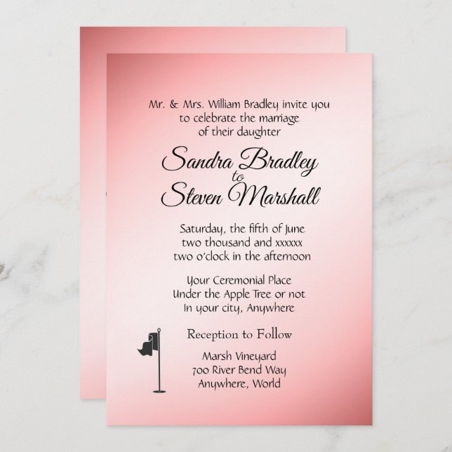 Golf Mariage thème Pink Invitations (Devant / Derrière)