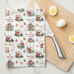 Golf May the course be with you Christmas Santa Kitchen Towel