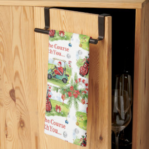 Golf May the course be with you Christmas Santa Kitchen Towel