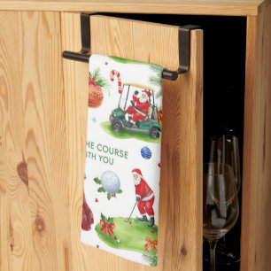 Golf May the course be with you Christmas Santa  Kitchen Towel