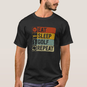 Golf Men Retro 60s 70s Eat Sleep Golf Repeat T-Shirt