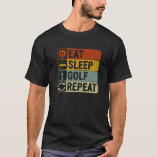 Golf Men Retro 60s 70s Eat Sleep Golf Repeat T-Shirt