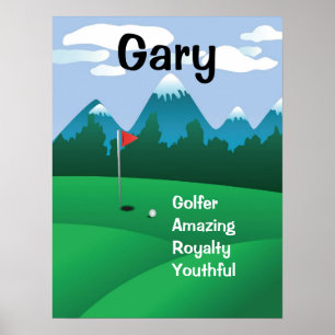 Golf Mens Womens Personalized Name Art Gift Print
