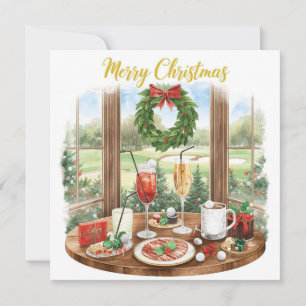Golf Merry Christmas from Golf Course Clubhouse Holiday Card