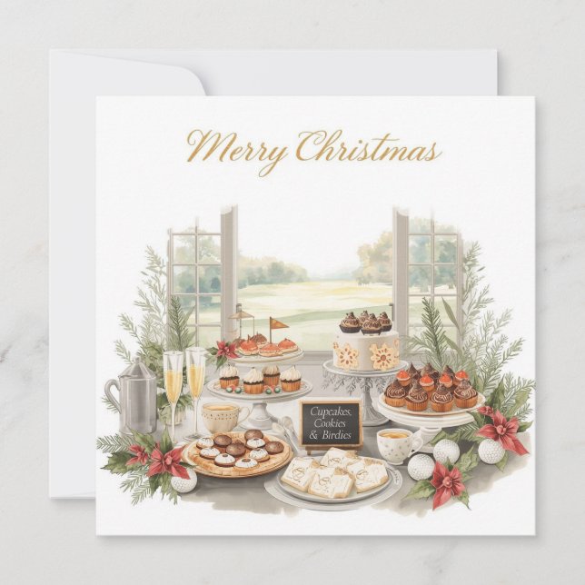 Golf Merry Christmas from Golf Course Clubhouse Holiday Card (Front)