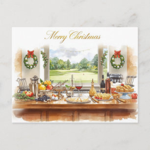 Golf Merry Christmas from Golf Course Clubhouse Holiday Postcard