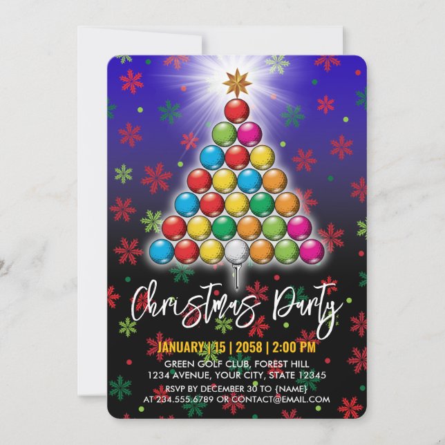 Golf Merry Christmas-Holiday Design Invitation (Front)