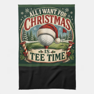 Golf Merry Christmas themed with golf ball Kitchen Towel