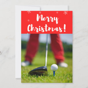 Golf Merry Christmas to Golfer Golfing on green Holiday Card