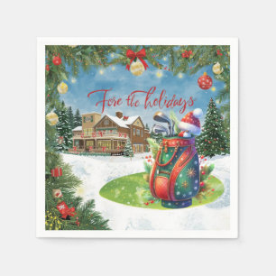 Golf Merry Christmas with Christmas golf bag FORE Napkin